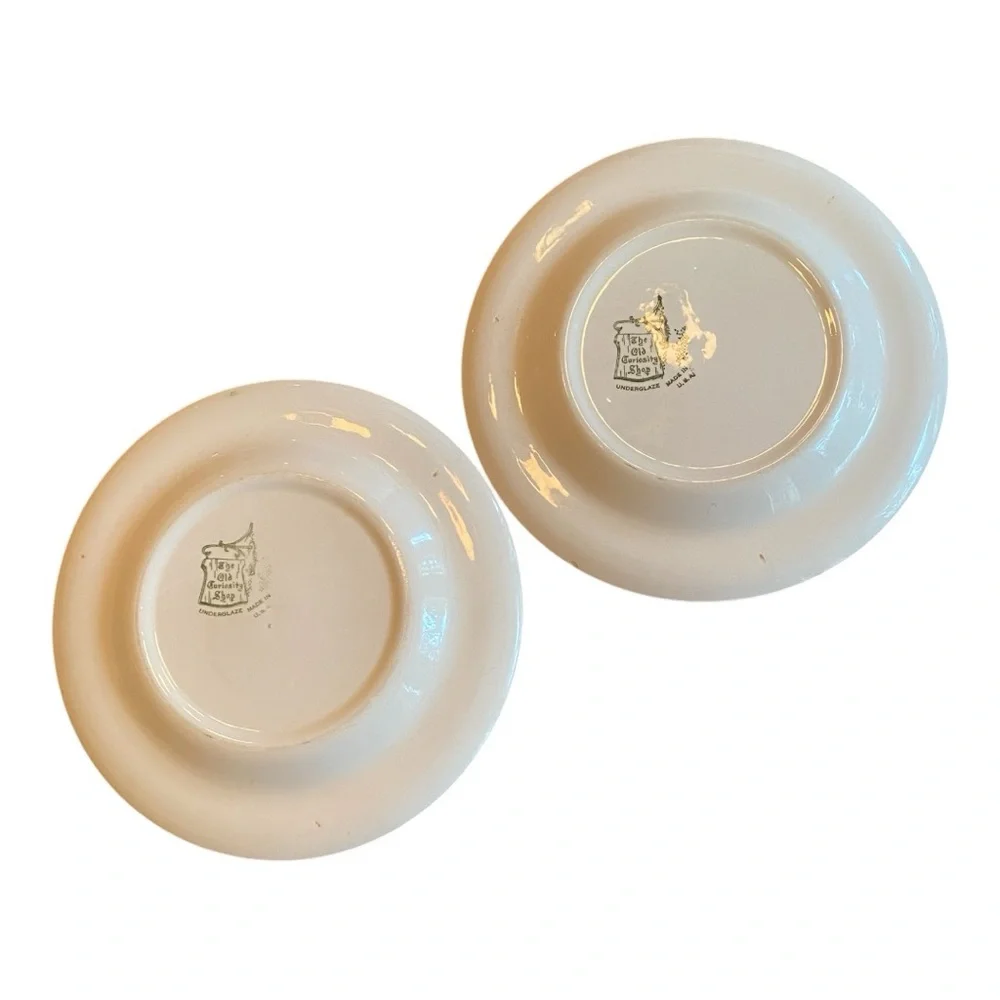 Vintage Royal China USA The Old Curiosity Shop Green Dinner Plates 10” Pair